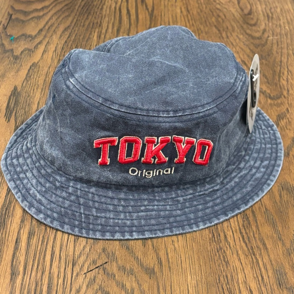 Robin Ruth Blue Bucket Hat with Red Tokyo Embroidery